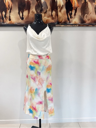 BNWT Size 12 Set – Harper & Me Cowl Neck Top + House of Sienna Watercolour Skirt