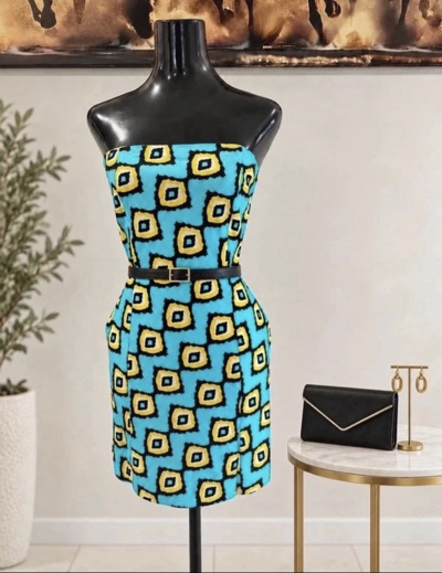 Reverse Clothing Tube top Strapless Geometric Print Playsuit (Lined)