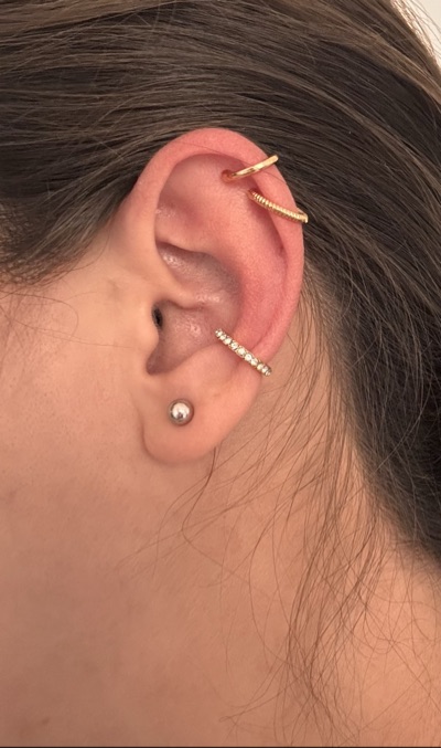 Gold-tone ear cuff set with stone detailing