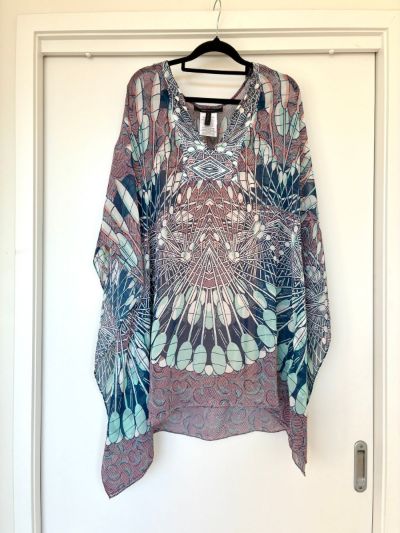 BCBG MaxAzria belted boho kimono dress beach coverup size xs/s
