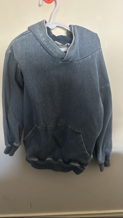 H&M blue denim-look hoodie size AUS 7-8