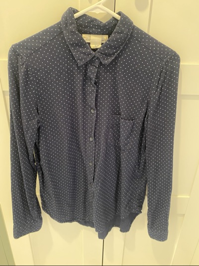 H&M Label of Graded Goods Cotton Navy Polka Dot Shirt