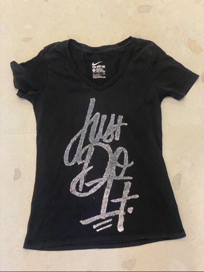 Nike black V-neck graphic baby tee size S