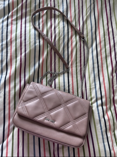 Nine West pink quilted crossbody bag with chain strap
