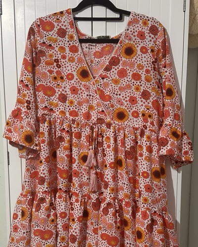 Tree of Life floral tiered dress size L