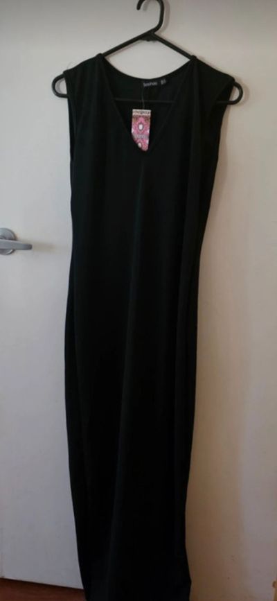 Boohoo long black dress