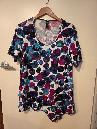Abstract print long-sleeve top size 14