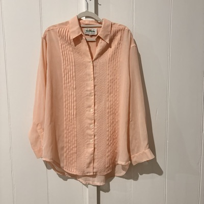 Vintage Annie Lantz Soft Pink Pin-Tuck Blouse Size M