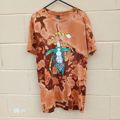 🐍Reworked upcycled JJJ hottest 100 AIME Indigenous orange brown tiedye tee M