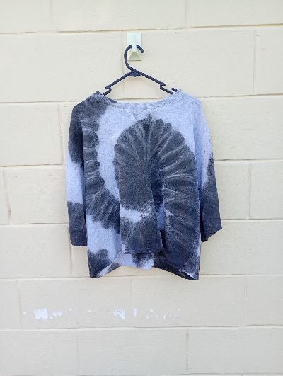 🖤🩶 Reworked upcycled boho hippie black grey tie-dye oversized sweater tshirt L