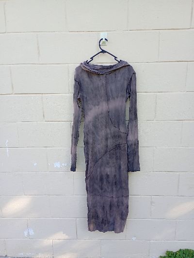🦋 Reworked upcycled boho hippie fairycore black brown tiedye long sleeve dress