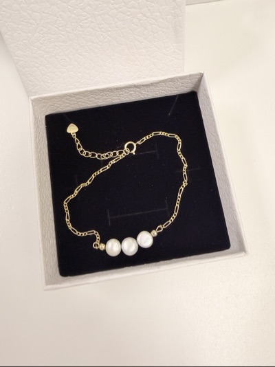 Sterling Silver 925 Gold Chain bracelet with pearls