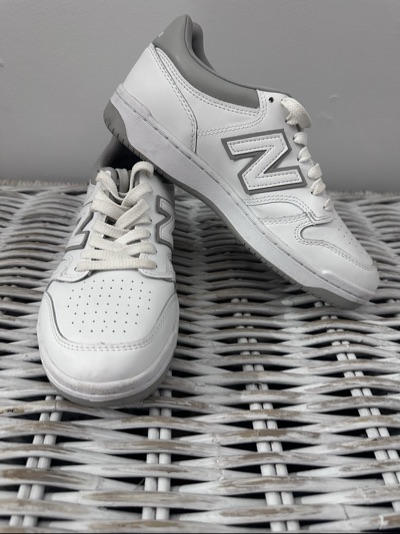 New Balance white and grey lace-up sneakers