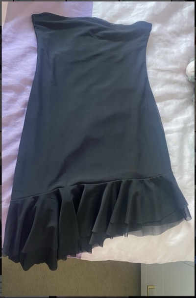 Black supré strapless asymmetrical dress