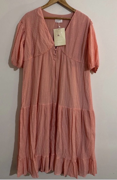 Sabo pink tiered maxi dress size L