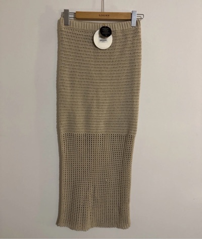 Ghanda beige crochet midi skirt size Small
