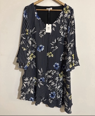 Table Eight floral striped midi dress size 14
