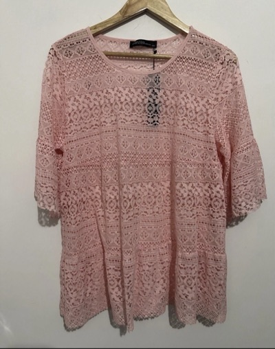 Zanzea pink lace blouse size XXL