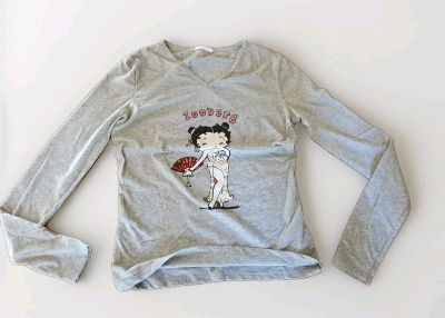 Iceberg Betty Boop Cotton Blend L/S T-shirt - Size 40/XS - Italy Made -Pre-owned