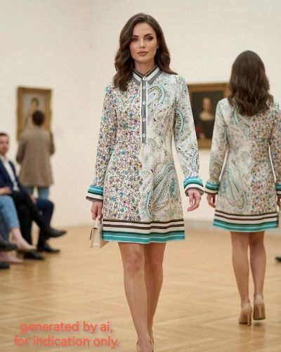 ETRO Women Viscose Long Sleeves Shirt Dress Size 42 - Pre-owned - Made in Italy