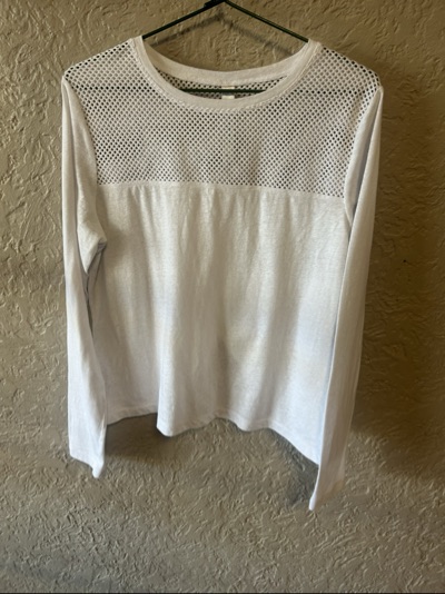 Lorna Jane white mesh-panel long-sleeve top size M