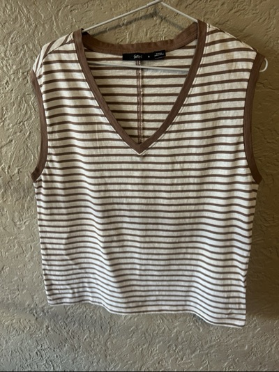 Sportsgirl striped sleeveless V-neck top size M
