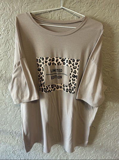 SHEIN leopard-print panel t-shirt