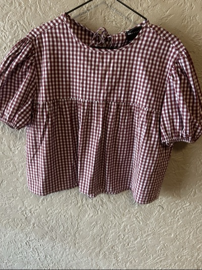 ASOS gingham blouse with tie back size L