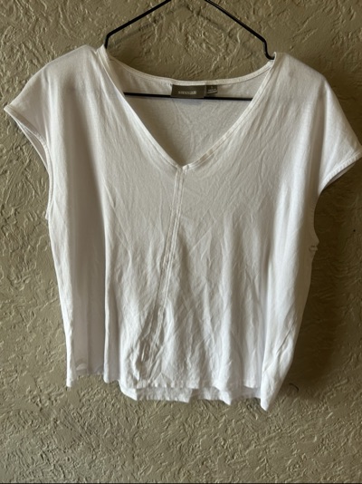 Sussan white cotton V-neck top size S