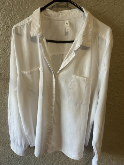 & Me White collared shirt with chest pockets size 16