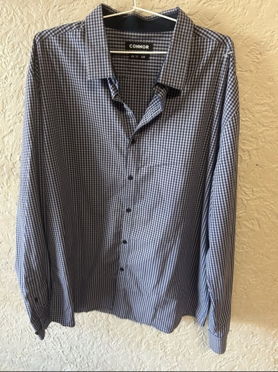 Connor navy and white gingham shirt size 2XL