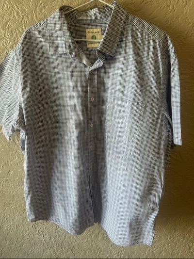 Glo Weave blue and white checked short-sleeve shirt size XL