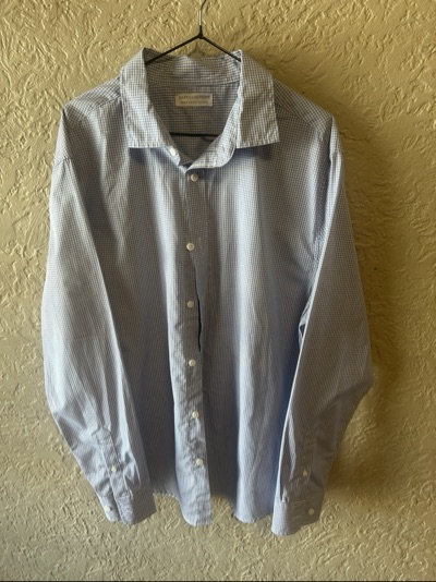 Men’s Blue and white checked long sleeve shirt size XL