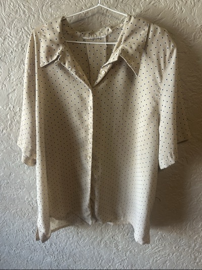 Cream square-print short-sleeve shirt size XL
