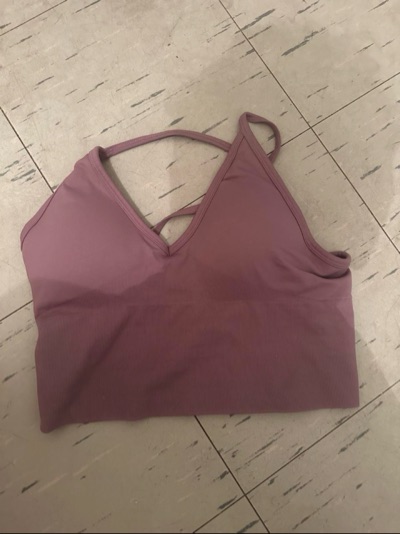 Purple padded active crop top Chinese XL