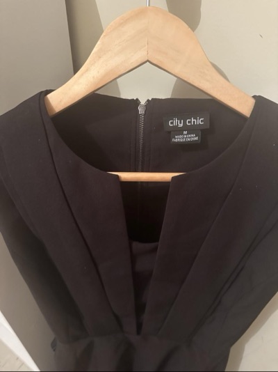 City Chic black fit and flare office dress size M altered