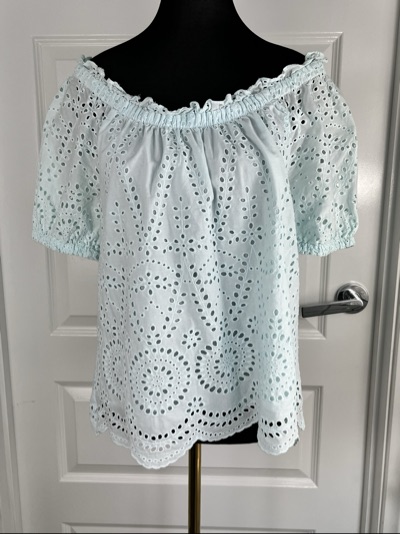 Forever New Broderie Anglaise Top Size 12 Blue Cottagecore Coquette Milkmaid