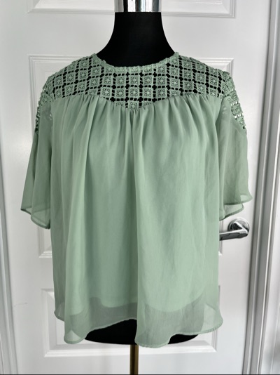Mags Womens Sage Green Crochet Blouse Size L Boho Fairycore Whimsigoth