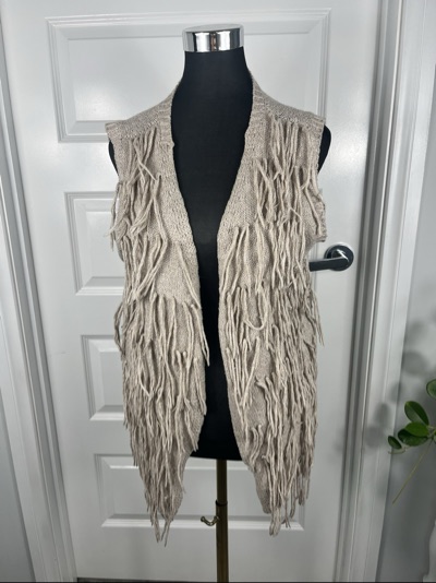Inzagi Wool Blend Tassel Vest Womens Boho Hippie 70s Art To Wear Festival