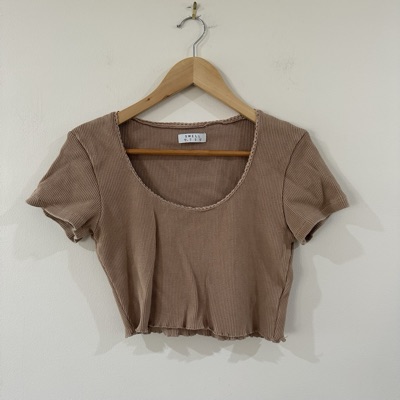 Swell ribbed brown cropped tee size 12