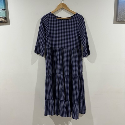 Mister Zimi navy and purple checked midi dress
