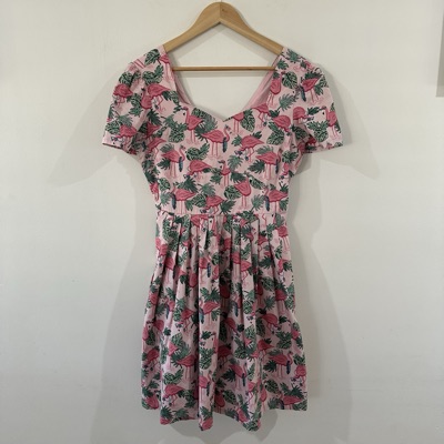 Revival flamingo print cotton midi dress size 10
