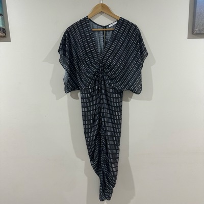 SHEIKE navy patterned dress with ruched waist size 8