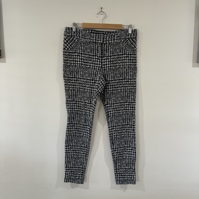 Cue black and white checked pants size 12