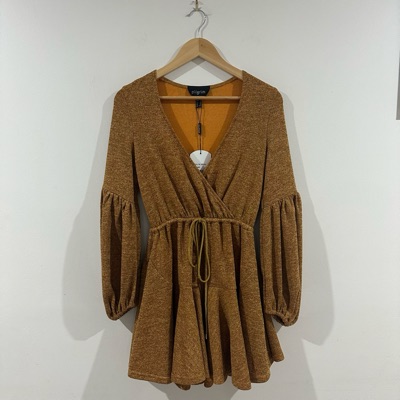 Pilgrim brown wrap-style mini dress size AU 6