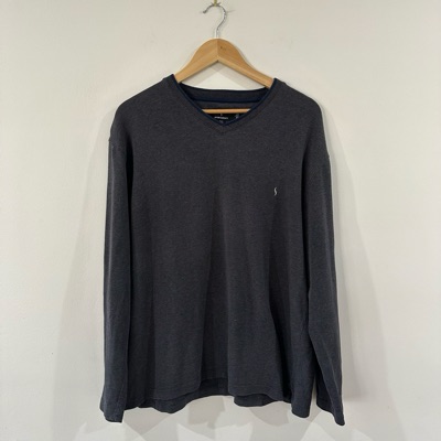 Sportscraft grey cotton V-neck long-sleeve top size L