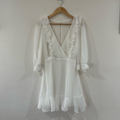 DISSH white ruffle mini dress size 10