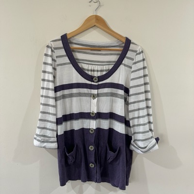 per una striped button-front top size 20