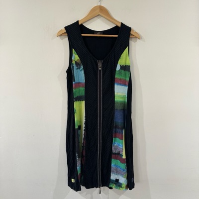 Gabriella Frattini black multicoloured sleeveless dress size 14