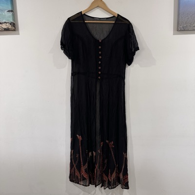 Black sheer giraffe print midi dress